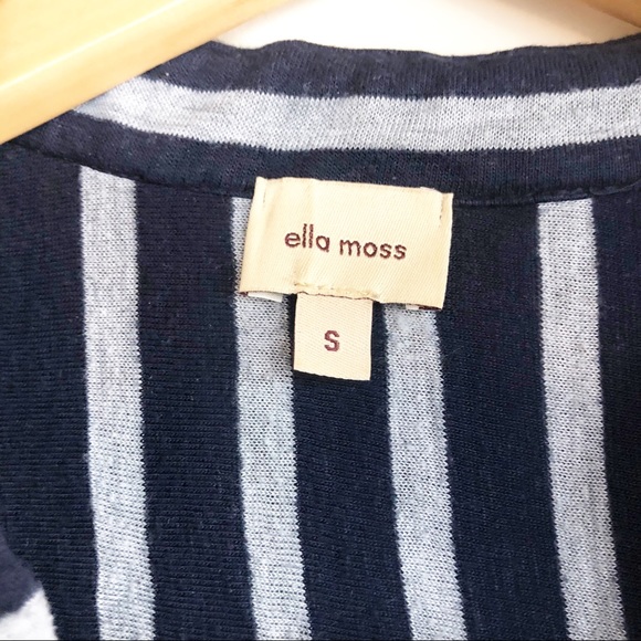 Ella Moss Navy Striped Henley Drawstring Top - Picture 3 of 4